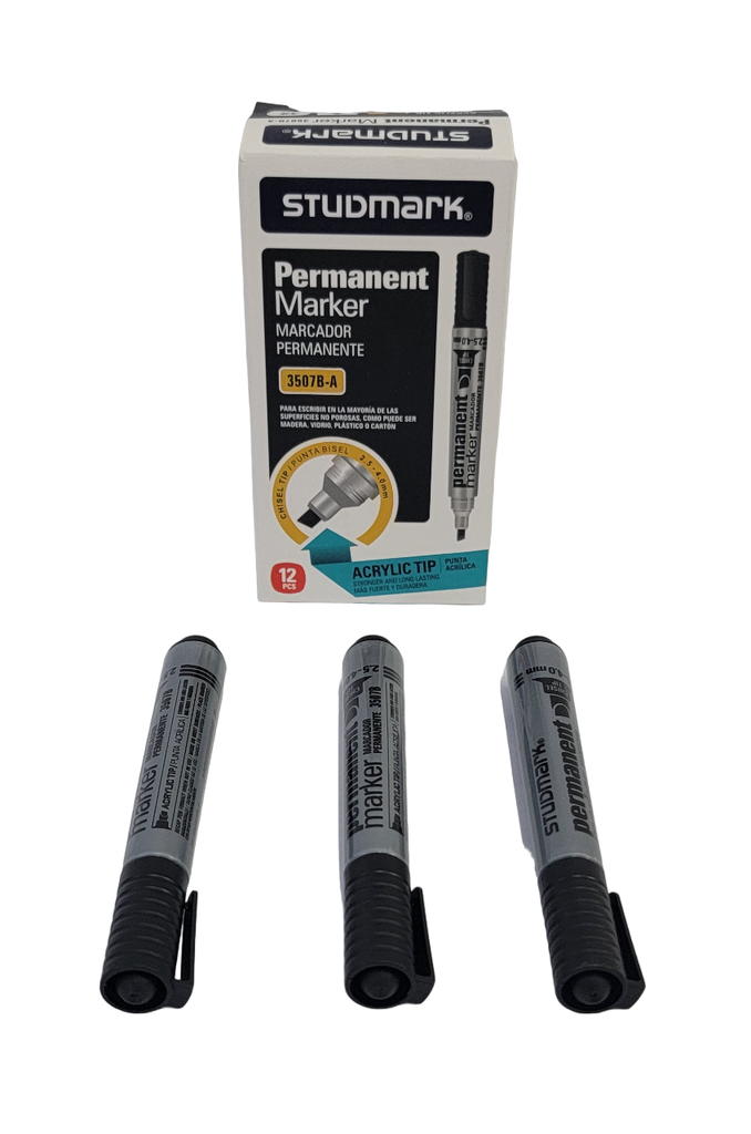 MARCADOR PERMANENTE MEDIANO,  PUNTA BISEL NEGRO MARCA STUDMARK