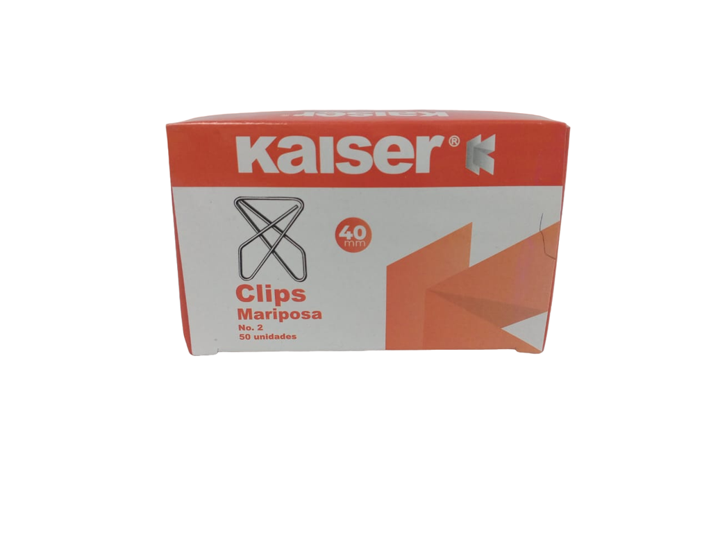 CAJA DE CLIPS MARIPOSA NRO 2 KAISER (50 UNID)