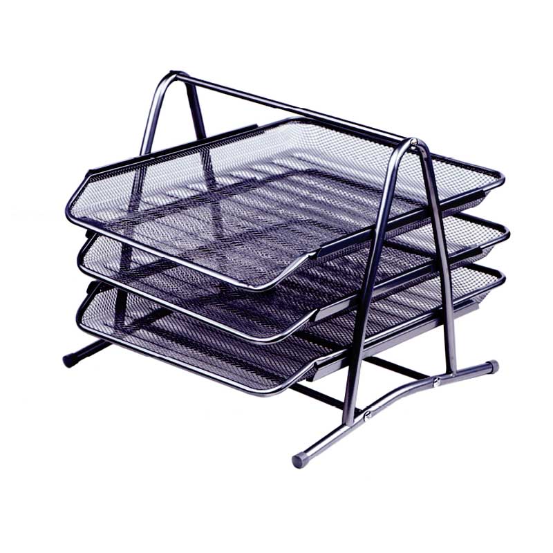 BANDEJA DE MALLA METÁLICA DE 3 NIVELES NEGRO