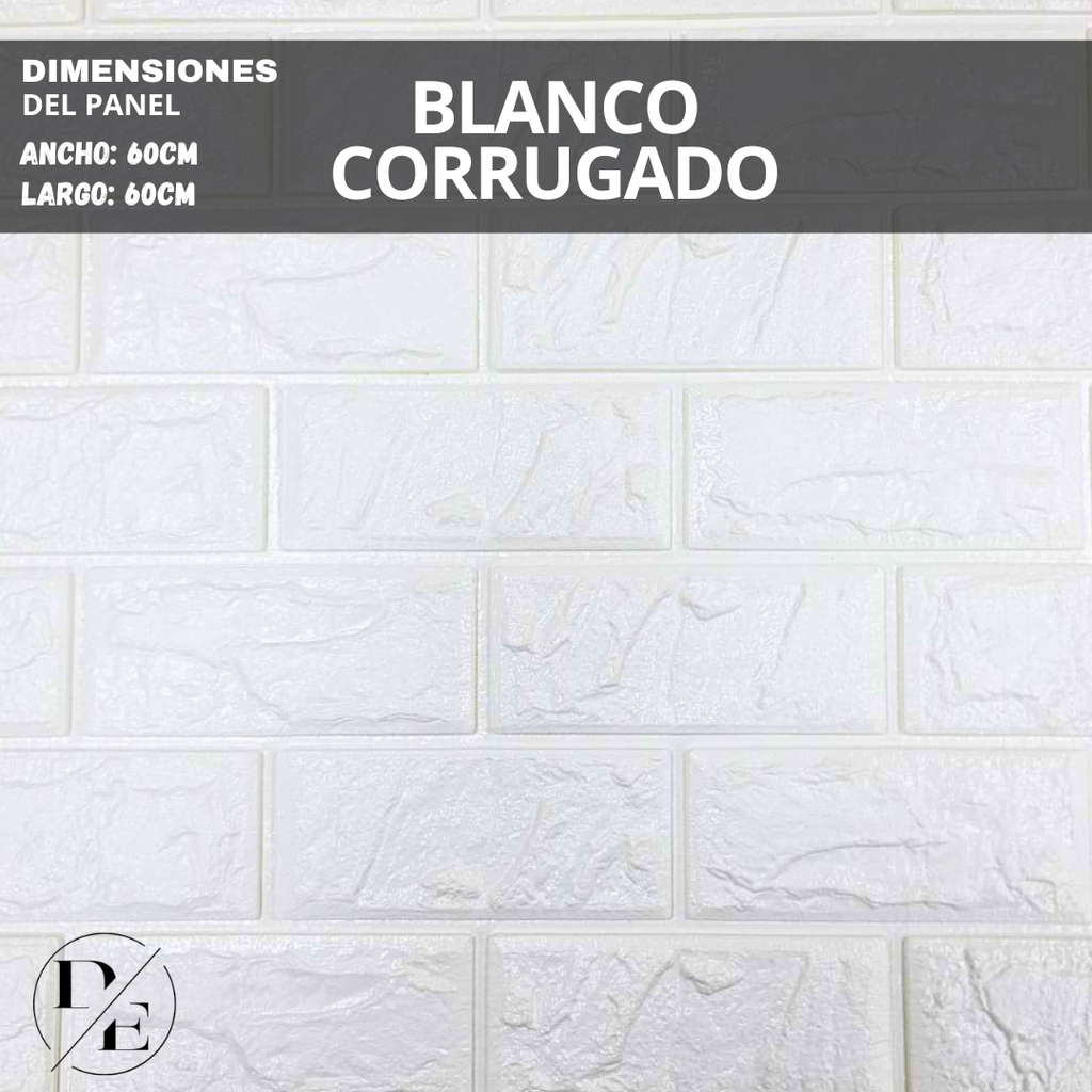 PANEL 3D MINI CORRUGADO BLANCO GRUESO (0,60cm x 0,60cm)