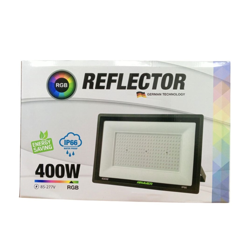 [RF0403] REFLECTOR RGB+WHITE HAMMER / 400W / 85-265V / CONTROL INCLUIDO / +48 FUNCIONES Y COLORES / ALUM+GLASS