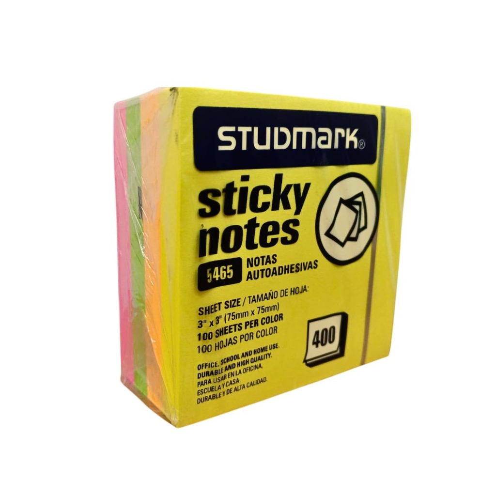 [S-NF75-75] TACO DE NOTAS FLUORECENTES 7.5X7.5 CM 400 HOJAS SHARK