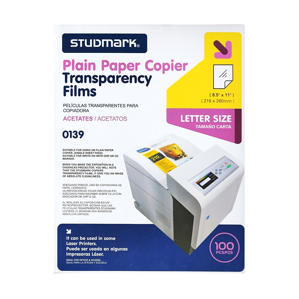 ACETATO O TRANSPARENCIA CARTA, 100HJS STUDMARK