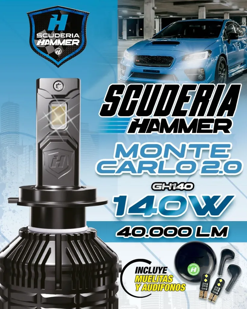MONTE CARLO 2.0 SCUDERIA GH140 40.000LM 140W H7 6500K