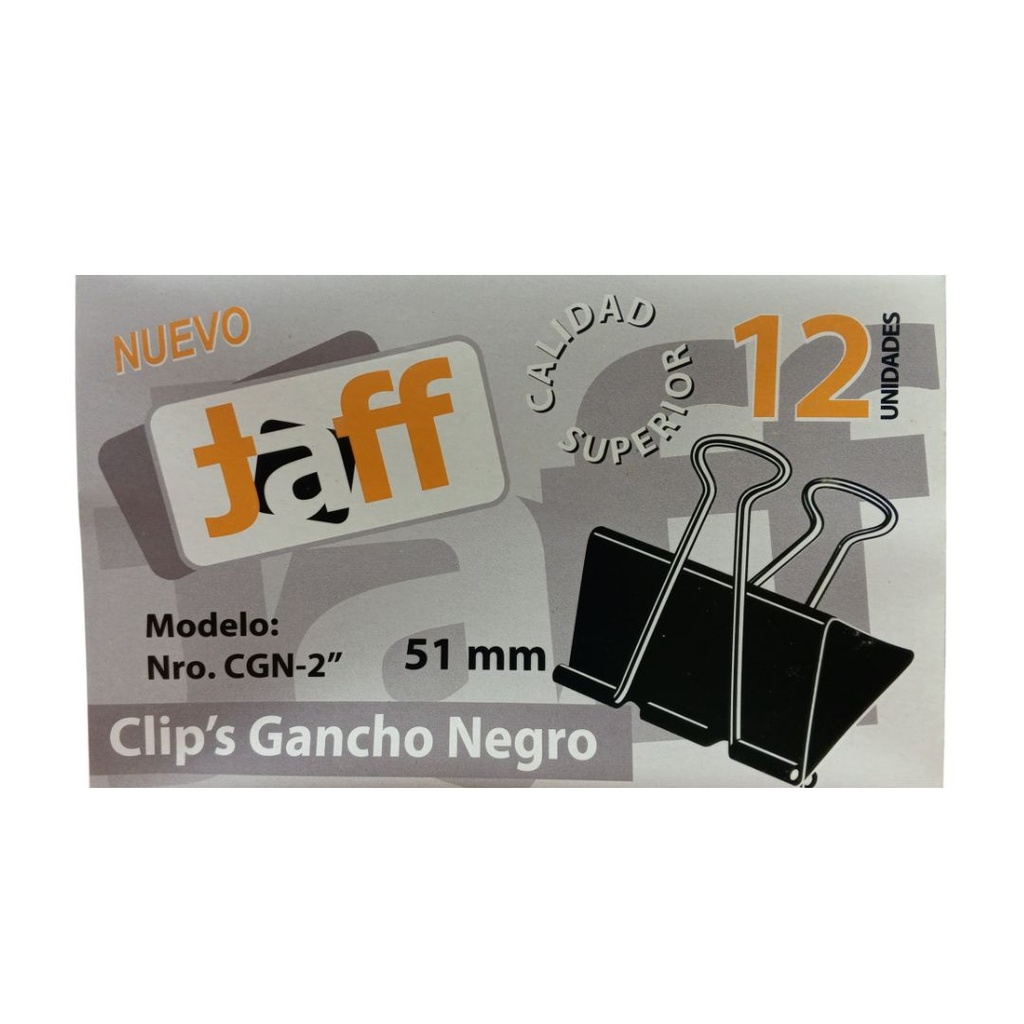 [CGN-2] CAJA DE CLIPS DOBLE NEGRO DE 1" (51MM) 12 UNID MARCA TAFF
