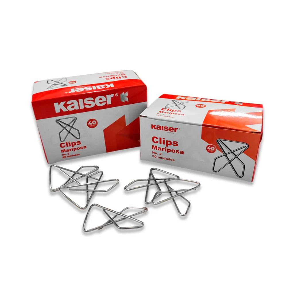[KACMP1] CAJA DE CLIPS MARIPOSA NRO 1 KAISER (12 UNID)