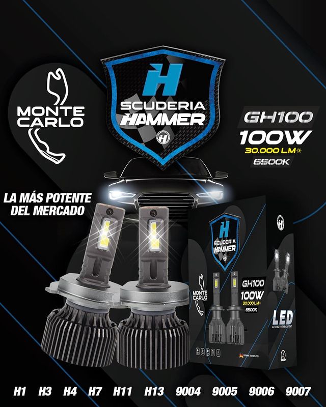 MONTE CARLO SCUDERIA GH100 30.000LM 100W 9005 6000K