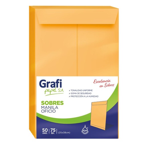 [OK25A] SOBRE MANILA CARTA PACK 50 UNID