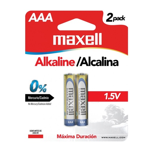 [723807LA] MAXELL LR03 2PK BLISTER DE BATERIAS ALCALINAS AAA X 2