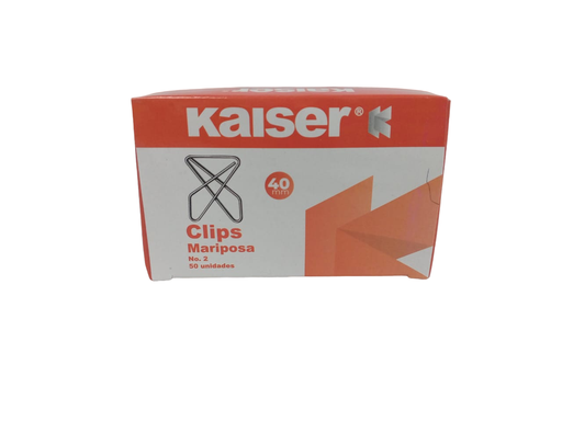 [KACMP2] CAJA DE CLIPS MARIPOSA NRO 2 KAISER (50 UNID)