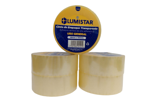 [TAPE12] LUMISTAR CINTA ADHESIVA DE EMPAQUE TRANSPARENTE USO GENERA 48mm x 150mts
