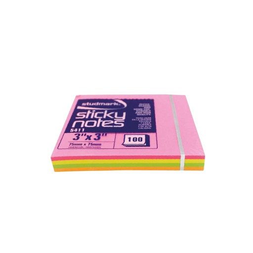 [ST-05411] NOTAS ADHESIVAS NEON MULTI 3X3 (100HJS) SURTIDAS MARCA STUDMARK 12 UNDS